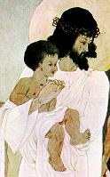 Jesus holding child, illustration from India